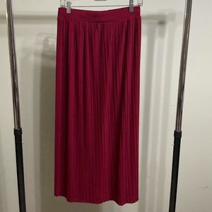 Red Pleated Maxi Skirt